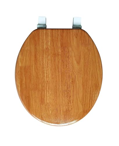 J&V Textiles Round Toilet Seat With Easy Clean & Change Hinge (Wooden Grain)* - Image 3