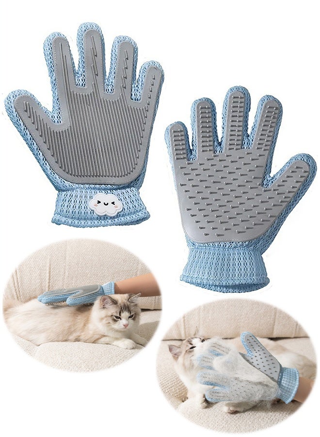 2 in 1 Pet Hair Remover Glove for Cats and Dogs, Upgraded 5-Finger Reusable Gentle Deshedding Brush for Furniture Couch Carpet - Image 1