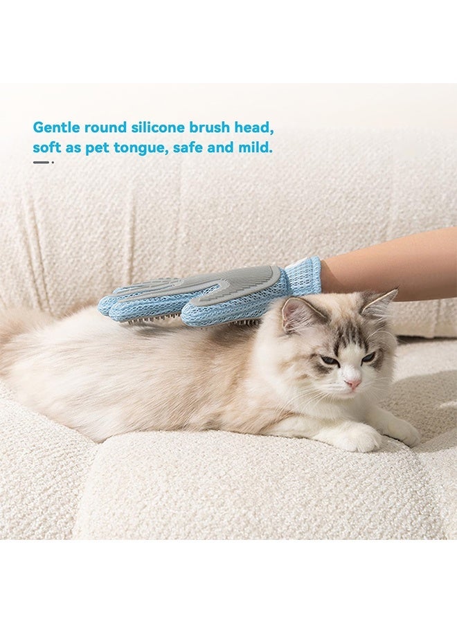 2 in 1 Pet Hair Remover Glove for Cats and Dogs, Upgraded 5-Finger Reusable Gentle Deshedding Brush for Furniture Couch Carpet - Image 4