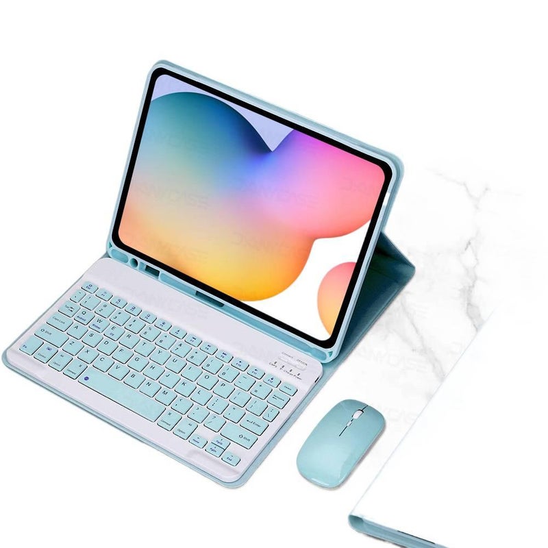 DGG حافظة سامسونج تاب بلوحة مفاتيح متوافقة مع Samsung Galaxy Tab S8 / Samsung Galaxy Tab S7 باللون وردي مع غطاء حماية ووظيفة حامل وحمل يومي للتابلت بوظيفة حامل باللون الوردي Samsung T. - Image 2