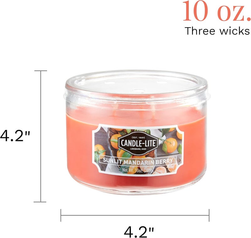 Candle-Lite Everyday Scented Sunlit Mandarin Berry 3-Wick Jar Candle, 10 oz, Orange - Image 5