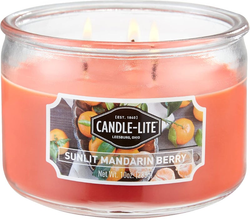 Candle-Lite Everyday Scented Sunlit Mandarin Berry 3-Wick Jar Candle, 10 oz, Orange - Image 1