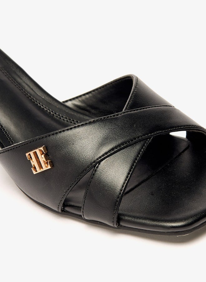 ELLE Women's Solid Cross Strap Sandals with Kitten Heels - Image 5