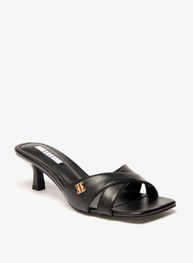 ELLE Women's Solid Cross Strap Sandals with Kitten Heels - Image 3