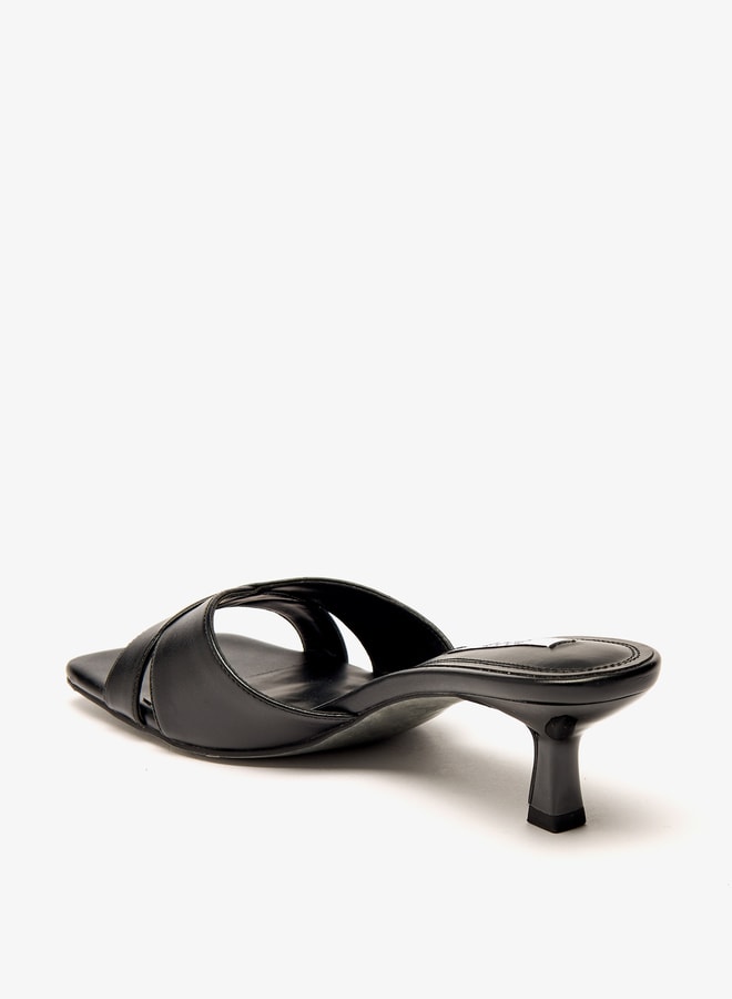 ELLE Women's Solid Cross Strap Sandals with Kitten Heels - Image 2
