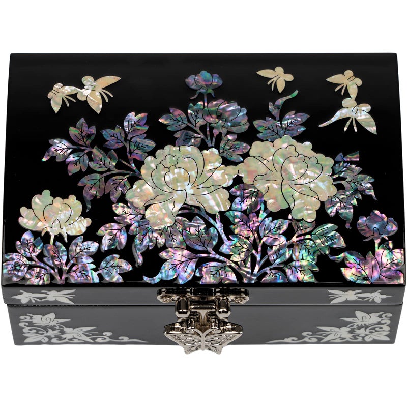 February Mountain Mother of Pearl Small Jewelry Box with mirror lid, Jewelry Storage Organizer for Earring, Necklace, Rings, Bracelet & Accessories - Image 1