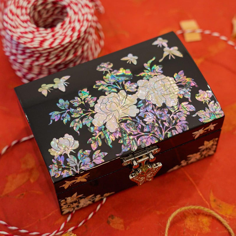 February Mountain Mother of Pearl Small Jewelry Box with mirror lid, Jewelry Storage Organizer for Earring, Necklace, Rings, Bracelet & Accessories - Image 2