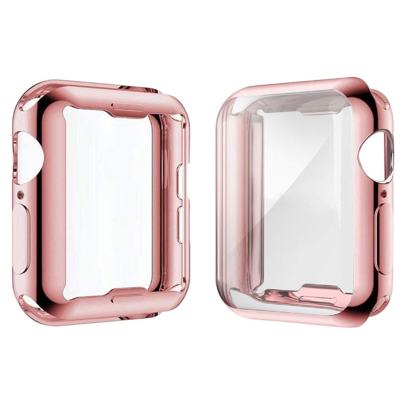 JULK [2-Pack] JULK 44mm Case for Apple Watch New SE 3 (2025) / Series SE / 6/5 / 4 Screen Protector, Overall Protective Soft Case TPU HD Ultra-Thin Cover for iWatch, 1 Rose Pink + 1 Transparent - Image 1