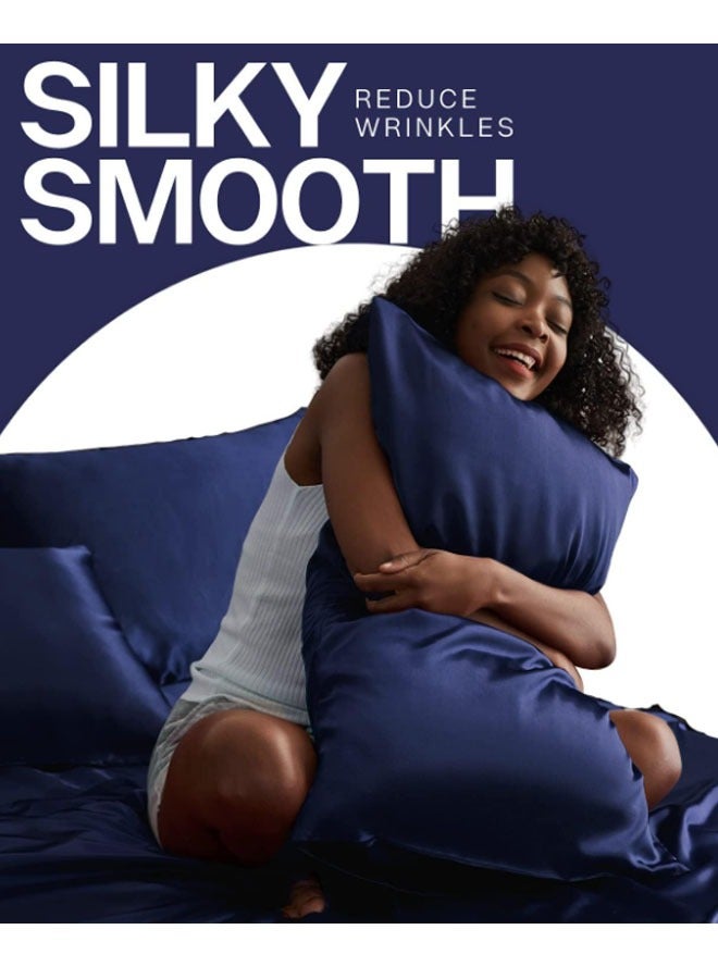 ZCM-HAPPY Pack of 2 Skin-Friendly Silk Satin Pillowcases with Envelope Design, Smooth Pillowcase Hair-Friendly Pillowcase Luxurious Satin Pillow Covers For Better Sleep Anti-wrinkle Pillowcases for Sensitive Skin  - Image 4