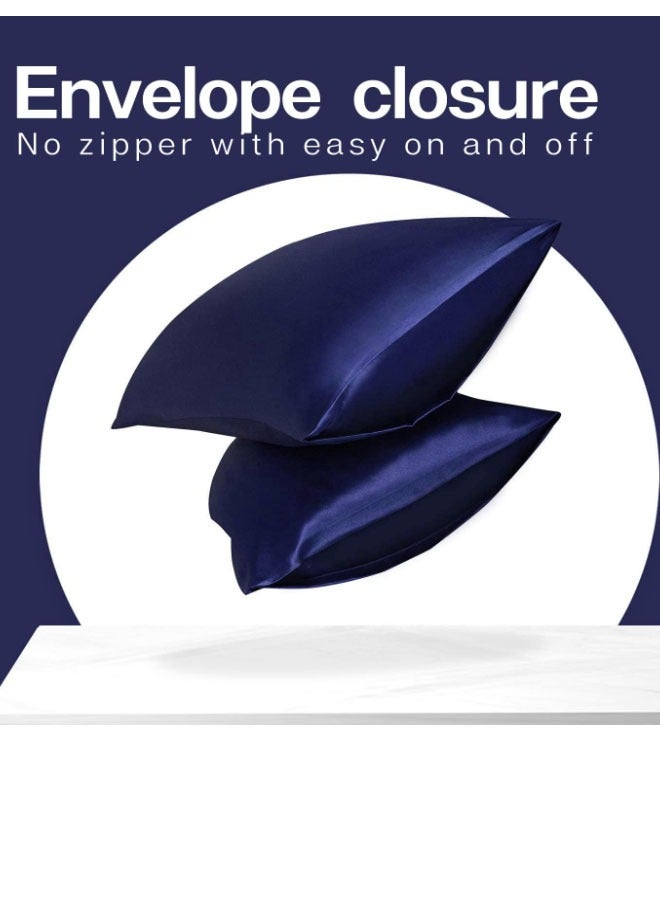 ZCM-HAPPY Pack of 2 Skin-Friendly Silk Satin Pillowcases with Envelope Design, Smooth Pillowcase Hair-Friendly Pillowcase Luxurious Satin Pillow Covers For Better Sleep Anti-wrinkle Pillowcases for Sensitive Skin  - Image 5