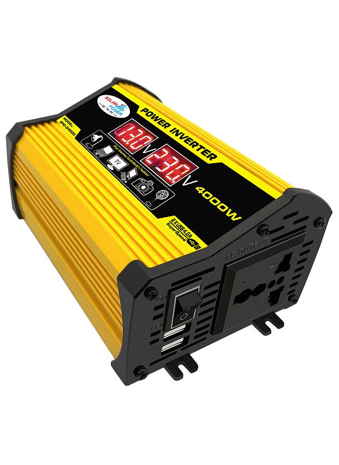 Generic Modified Sine Wave Inverter High Frequency 4000W Peak Power Watt Power Inverter DC 12V to AC 110V Converter Car Power Charger Inverter with 2.1A Dual USB Port Battery Clips Display Screen  - Image 1