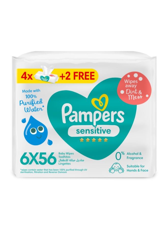 Pampers Sensitive Protect Baby Wipes, With 0% Perfumes And Alcohol, 4+ 2 Packs, 336 Wipes Count - Image 1