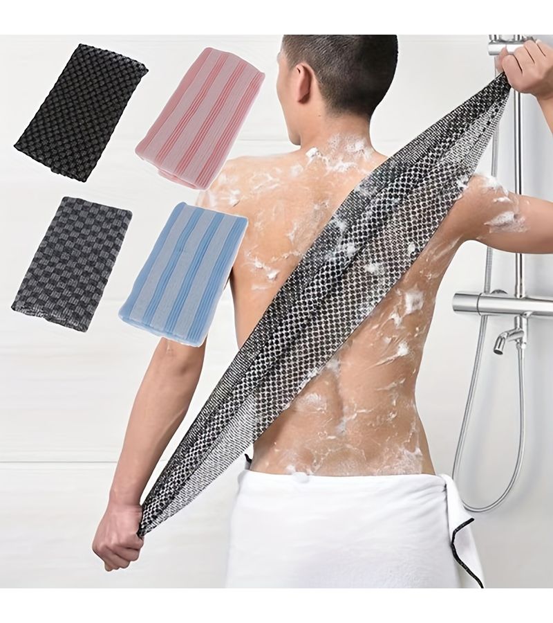 Japanese Exfoliating Bath Towel Shower Brush Black Dot Unisex Back Scrub Sponge Bathroom Accessory - Image 1