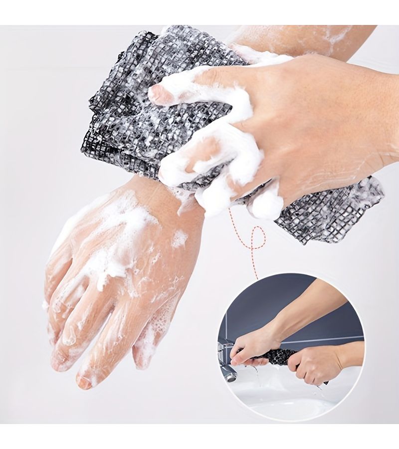 Japanese Exfoliating Bath Towel Shower Brush Black Dot Unisex Back Scrub Sponge Bathroom Accessory - Image 2