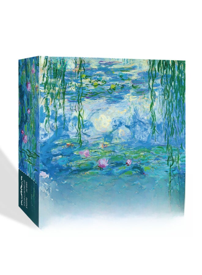 MiniWhale Monet سلسلة اللوحات الزيتية الشهيرة Witthill Garden Puzzle للكبار ورقة 1000 قطعة لغز اللون: مونيه "زنابق الماء" 1000 - Image 3