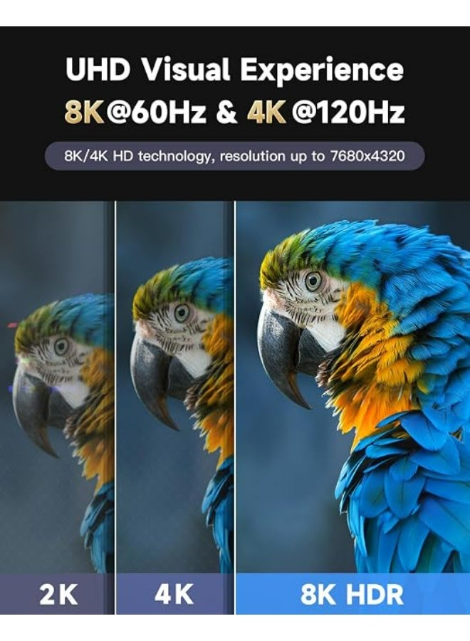 لوميك كابل HDMI 2.1 بدقة 8K بطول 1.5 متر، كابل HDMI 2.1 عالي السرعة بسرعة 48 جيجابت في الثانية، يدعم دقة 8K بمعدل 60 هرتز و4K بمعدل 120 هرتز، متوافق مع PS5/PS4 والتلفزيون والشاشة وبلو راي ومكبر الصوت وDVD والكمبيوتر المحمول - Image 4