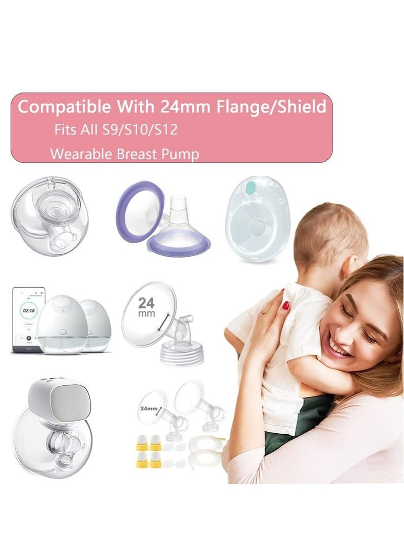 Reobrix Silicone Flange Insert 13/15/17/19/21mm, Compatible with Medela, Momcozy S9/S10/S12 Wearable Hand Free Breast Pump Flange Insert, Reduce 24mm Shield/Flange Nipple Tunnel Down to Correct Size - Image 2
