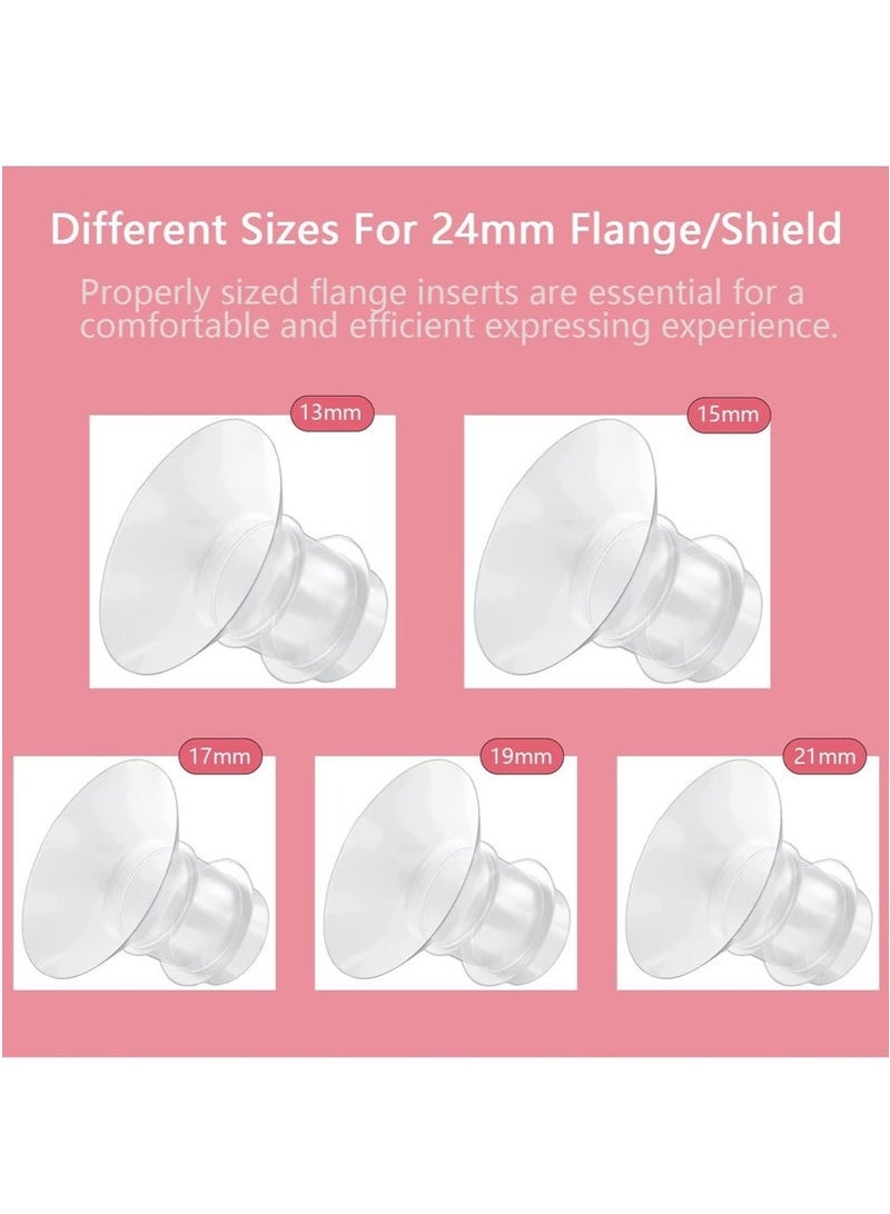 Reobrix Silicone Flange Insert 13/15/17/19/21mm, Compatible with Medela, Momcozy S9/S10/S12 Wearable Hand Free Breast Pump Flange Insert, Reduce 24mm Shield/Flange Nipple Tunnel Down to Correct Size - Image 5