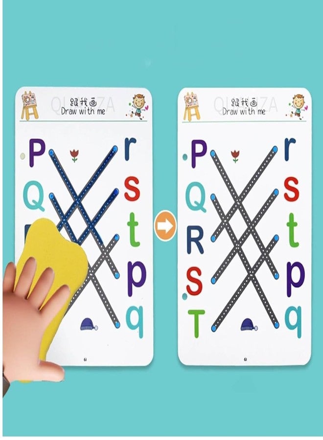 Veemok 64 Pages Magical Tracing Workbook Set, Hand Writing Pen Control Training Book for Learning to Write The Alphabets | Numbers, Preschool Educational Reusable Learning Book for Kids (Pack of 1) - Image 3