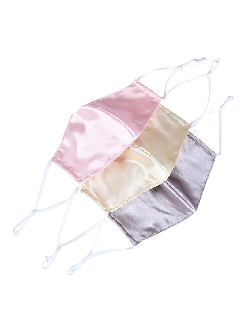 NNR NNR Satin Silk Face Mask With Soft Elastic For Kids Girls Pack Of 3 PcsMulticolor  - Image 1