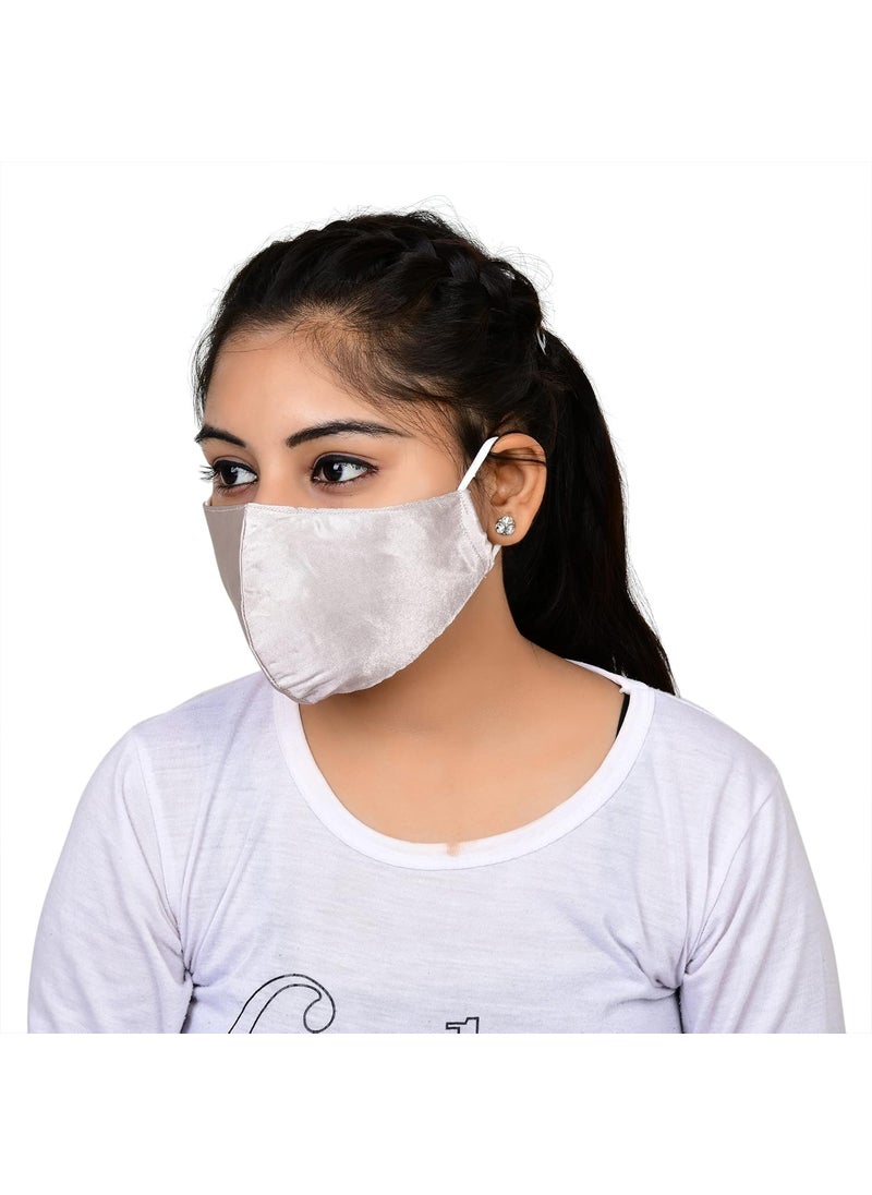 NNR NNR Satin Silk Face Mask With Soft Elastic For Kids Girls Pack Of 3 PcsMulticolor  - Image 2