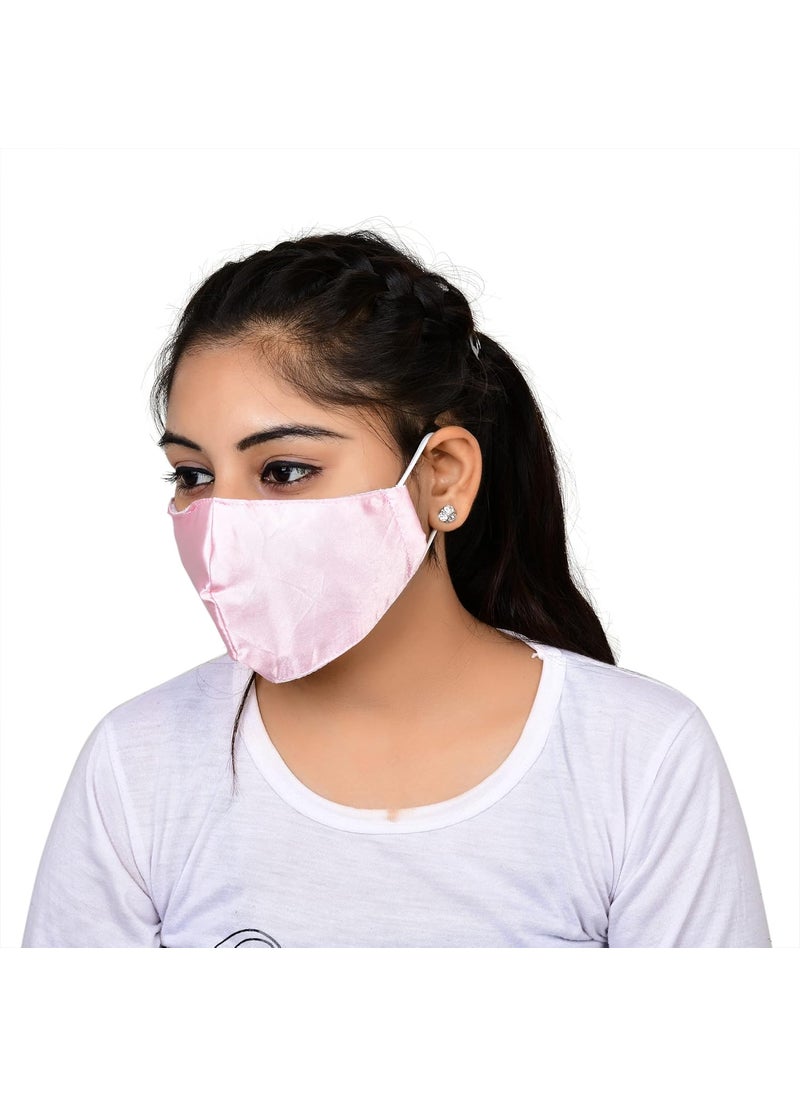 NNR NNR Satin Silk Face Mask With Soft Elastic For Kids Girls Pack Of 3 PcsMulticolor  - Image 4