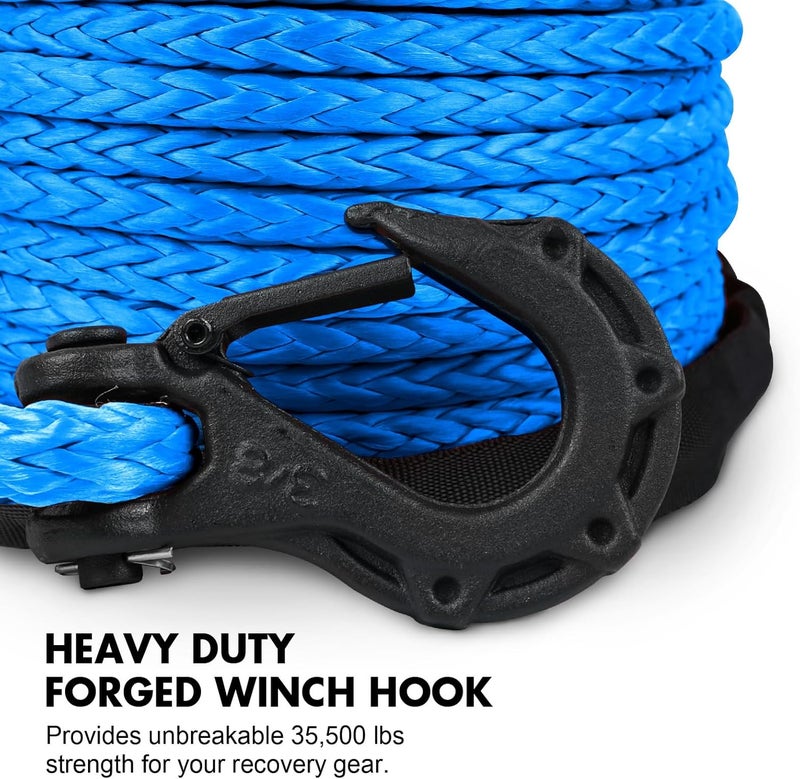 ESUPER 3/8" x 100ft Synthetic Winch Rope Dyneema 12 Strand Winch Cable Car Tow Recovery Winch Line Off Road Recovery Kit Winch Replacement Cable 26,500 lbs for 4WD Off Road Vehicle Truck SUV Jeep - Image 4