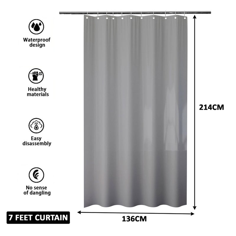 Kuber Industries (Pack of 3) Shower Curtain | 7 Feet | PVC Waterproof Window Curtain | Bathroom Shower Curtain | AC Curtains | Bathtub Curtains | 8 Rings Curtain | Black Transparent - Image 3