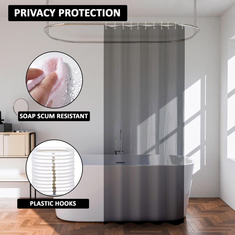 Kuber Industries (Pack of 3) Shower Curtain | 7 Feet | PVC Waterproof Window Curtain | Bathroom Shower Curtain | AC Curtains | Bathtub Curtains | 8 Rings Curtain | Black Transparent - Image 4