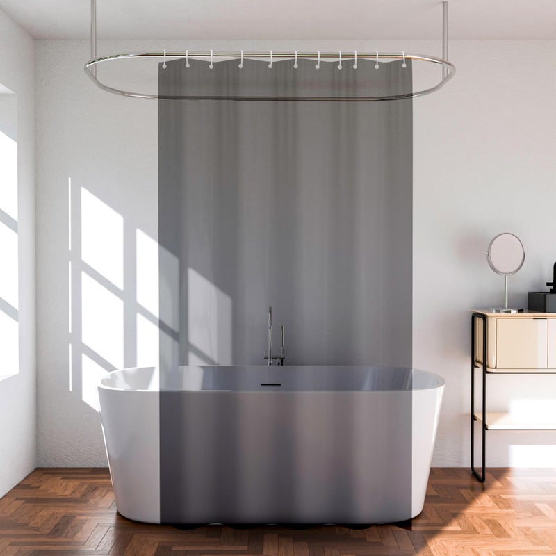 Kuber Industries (Pack of 3) Shower Curtain | 7 Feet | PVC Waterproof Window Curtain | Bathroom Shower Curtain | AC Curtains | Bathtub Curtains | 8 Rings Curtain | Black Transparent - Image 1