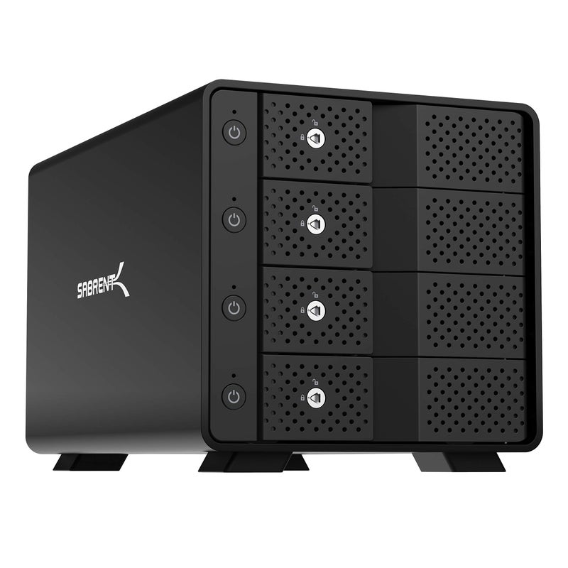 SABRENT 4Bay USB 32 Gen 2 SATA Docking Station for 35 HDDSSD 10Gbps USBC DAS TrayLess HotSwap Aluminum Enclosure with Cooling Fan Individual Power Switches No RAID DSSC4B - Image 2