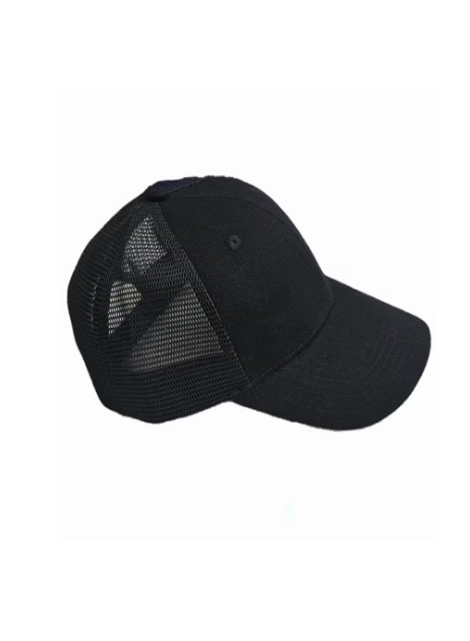 قبعة رجالية قابلة للتعديل ذات حافة كبيرة من شبكة سوداء قابلة للتنفس (سوداء) - Image 2