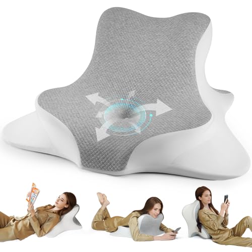 WOGAHEV Reading Pillow for Bed, Lying, Leaning and Prone, Ergonomic Memory Foam Bed Wedge Pillow for Headboard, Chin & Back Support Pillows on Bedrest Couch Floor- Grey - Image 1