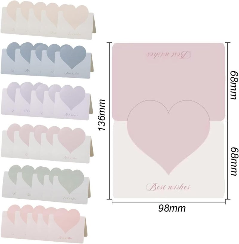 KASTWAVE Foldable Love Heart Greeting Cards, Vassorted Color Romantic Heart Blank Cards Note Card, Wedding Card Flower Card Birthday Card For All Kinds Of Greeting Card(30 Pcs) - Image 2