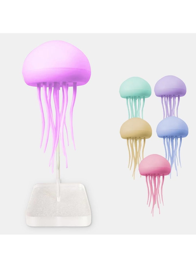 Jellyfish Lamp, Voice Control Jellyfish Lamp with Dancing Legs, LED Jellyfish Lamp RGB Gradient Jelly Fish Lamp, Jellyfish Light with Touch Sensor Rechargeable (Hanging + Base)