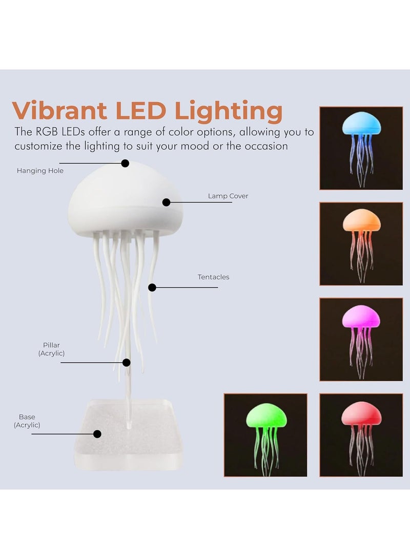 Jellyfish Lamp, Voice Control Jellyfish Lamp with Dancing Legs, LED Jellyfish Lamp RGB Gradient Jelly Fish Lamp, Jellyfish Light with Touch Sensor Rechargeable (Hanging + Base)