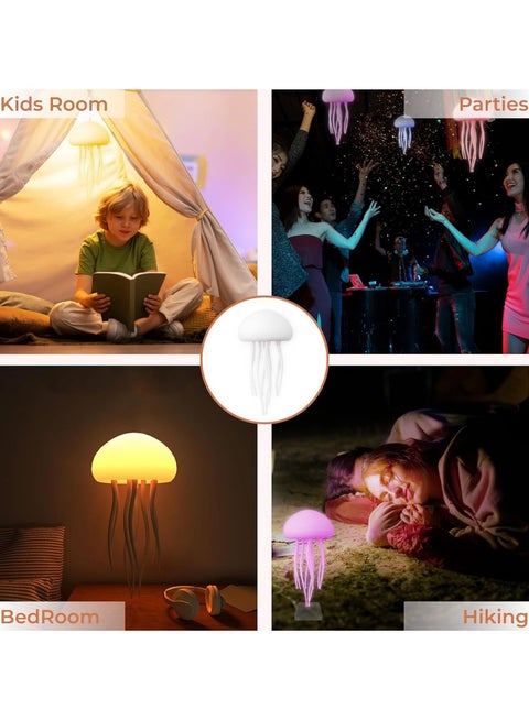 Jellyfish Lamp, Voice Control Jellyfish Lamp with Dancing Legs, LED Jellyfish Lamp RGB Gradient Jelly Fish Lamp, Jellyfish Light with Touch Sensor Rechargeable (Hanging + Base)