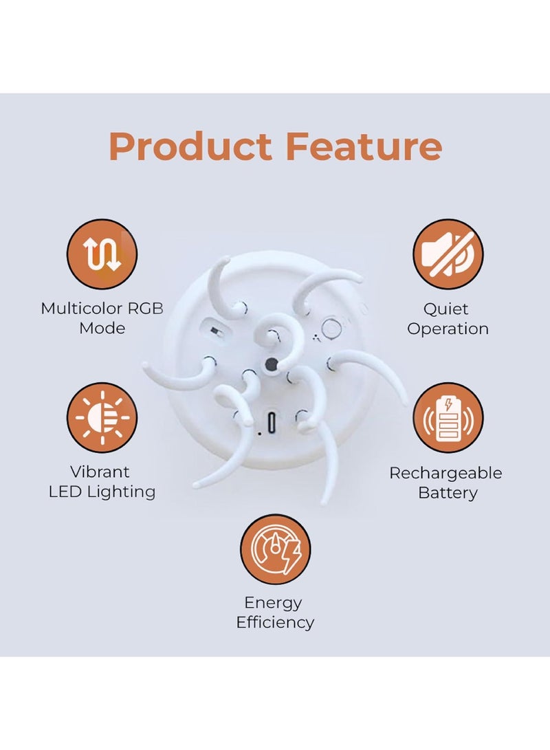 Jellyfish Lamp, Voice Control Jellyfish Lamp with Dancing Legs, LED Jellyfish Lamp RGB Gradient Jelly Fish Lamp, Jellyfish Light with Touch Sensor Rechargeable (Hanging + Base)