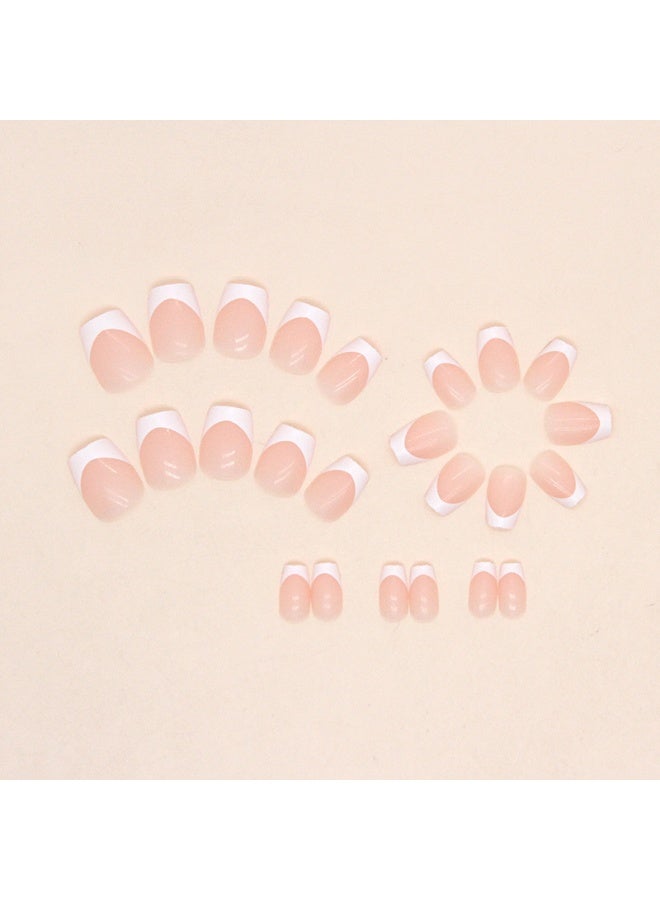 Orange Life French Manicure Press On Nails 24 PCS | Reusable Square Shape Short Fake Nails | Glossy Nude Pink with White Tips | Easy Apply Glue On Nails for Women & Girls | Salon Quality ABS Material | Natural Look | Durable Break-Resistant | Reusable Home Nail Art Set | Perfect Gift for Parties, Weddings & Everyday Elegance - Image 2