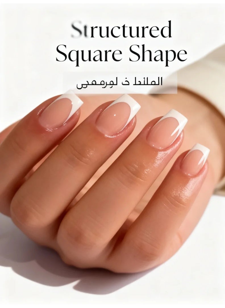 Orange Life French Manicure Press On Nails 24 PCS | Reusable Square Shape Short Fake Nails | Glossy Nude Pink with White Tips | Easy Apply Glue On Nails for Women & Girls | Salon Quality ABS Material | Natural Look | Durable Break-Resistant | Reusable Home Nail Art Set | Perfect Gift for Parties, Weddings & Everyday Elegance - Image 4