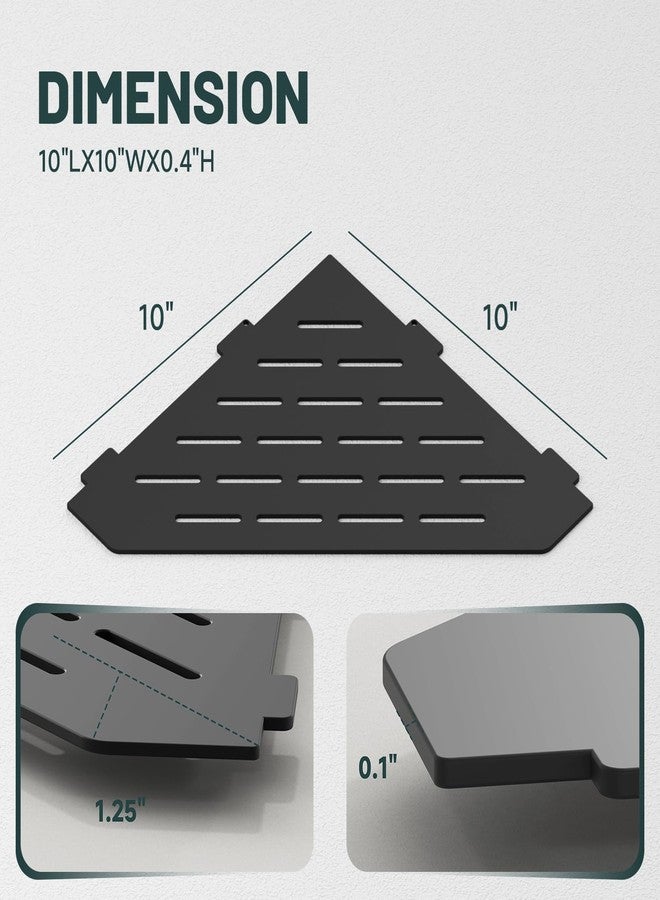 Green Spring Greenspring 10" Corner Shower Shelf, Recessed Corner Shelves, 304 Stainless Steel Slot Design Bathroom Shower Shelves for Tiled Wall, 2 Pack, Matte Black - Image 2