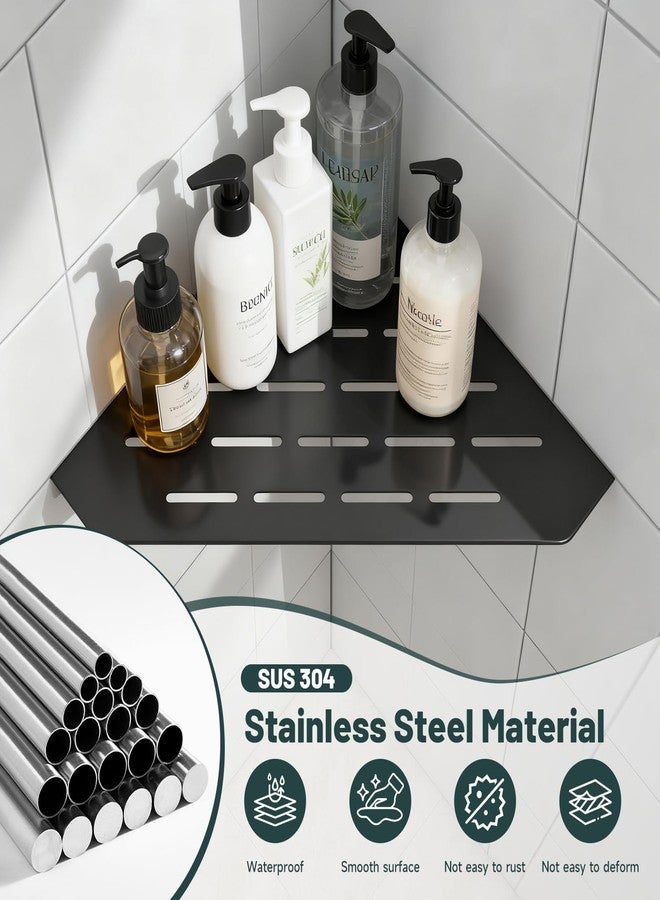 Green Spring Greenspring 10" Corner Shower Shelf, Recessed Corner Shelves, 304 Stainless Steel Slot Design Bathroom Shower Shelves for Tiled Wall, 2 Pack, Matte Black - Image 3