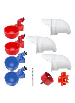 3 Pcs DIY Chicken Feeder Kit and 4 Pcs Chicken Water Cup Kit, Gravity Chicken Waterer Cup and Automatic Chicken Feeder Port Kit with Hole Saw, Poultry Feeder No Waste for Chicken Duck Bird Quail