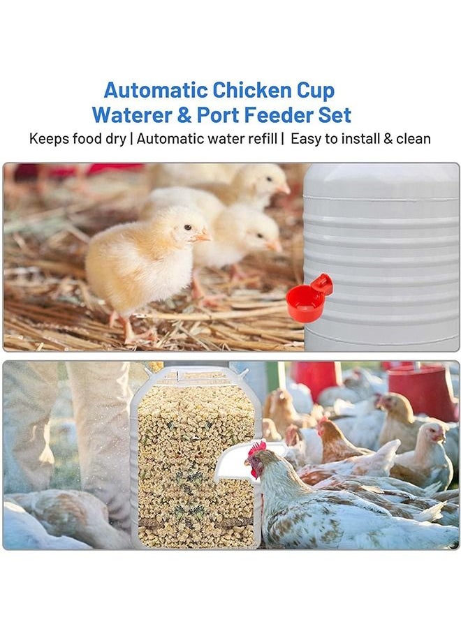 Generic - 3 Pcs DIY Chicken Feeder Kit and 4 Pcs Chicken Water Cup Kit, Gravity Chicken Waterer Cup and Automatic Chicken Feeder Port Kit with Hole Saw, Poultry Feeder No Waste for Chicken Duck Bird Quail - Image 1