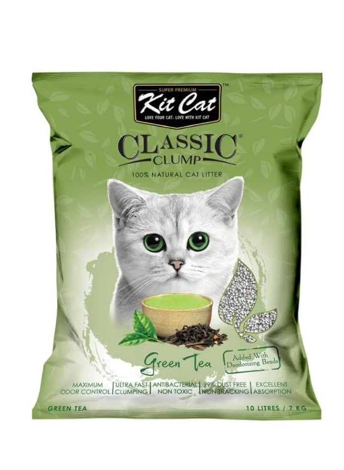 Classic Clump Green Tea Cat Litter 10L (7kg) – Natural, Antibacterial, Odor Control, Dust-Free