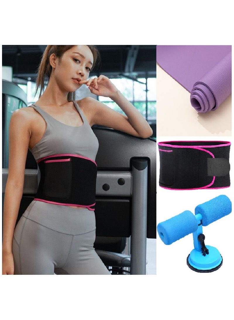 Generic 3 Pieces  Women'S Wrapped Abdominal Exercise Belt And Exercise Mat With Sit-Up Bar - Image 1