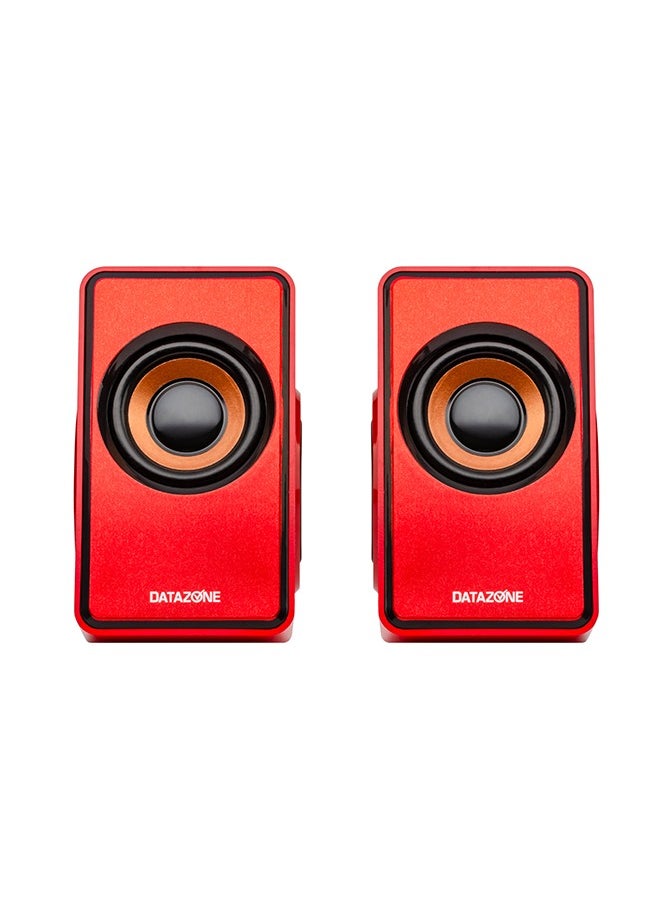 Datazone Wired Desktop Mini Speaker Red Dual Stereo Sound Ideal for PC and Office Use  - Image 4