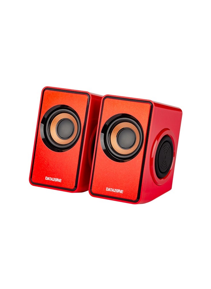 Datazone Wired Desktop Mini Speaker Red Dual Stereo Sound Ideal for PC and Office Use  - Image 5