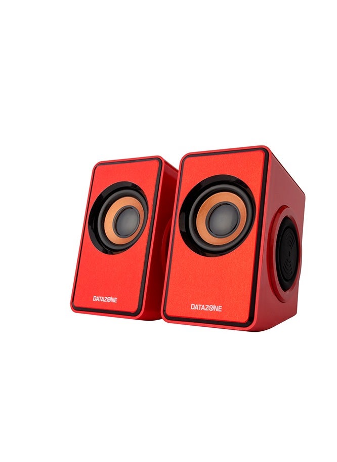 Datazone Wired Desktop Mini Speaker Red Dual Stereo Sound Ideal for PC and Office Use  - Image 2