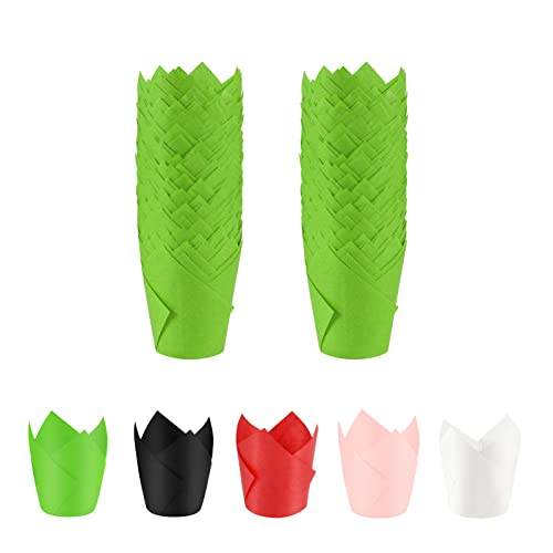 Tulip Cupcake Liners 100Count Baking Cups Standard Tulip Muffin Cupcake Natural Cupcake Paper Liners for Wedding Birthday Christmas Party Baby Shower Anniversaries All Festivals